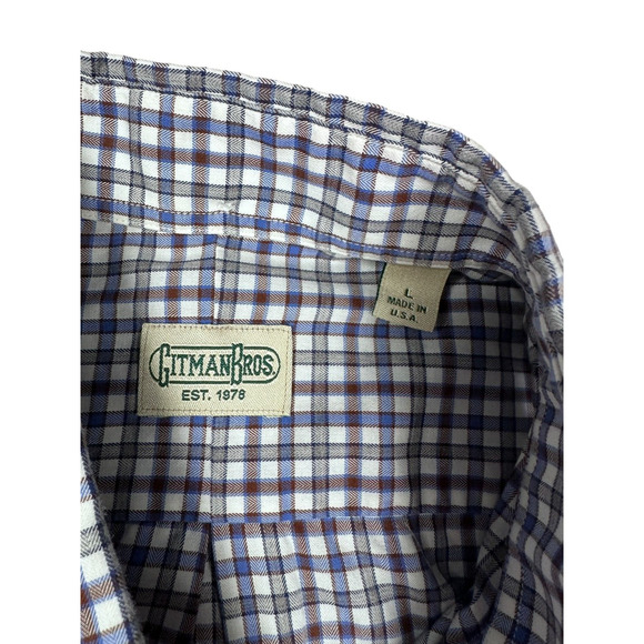 Gitman Bros Button Down Mens Size Large Checkered Long Sleeve Cotton - Picture 3 of 6